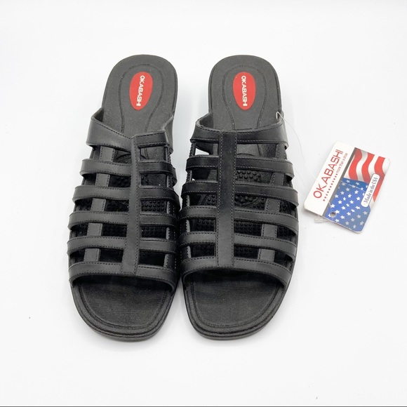 Okabashi | Shoes | Okabashi Sienna Black Sandals Wedge Heels Usa L |  Poshmark